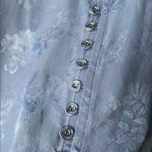Vintage Lavender Satin Jacquard Peter Pan Collar Blouse Button Front Top - Picture 3 of 8